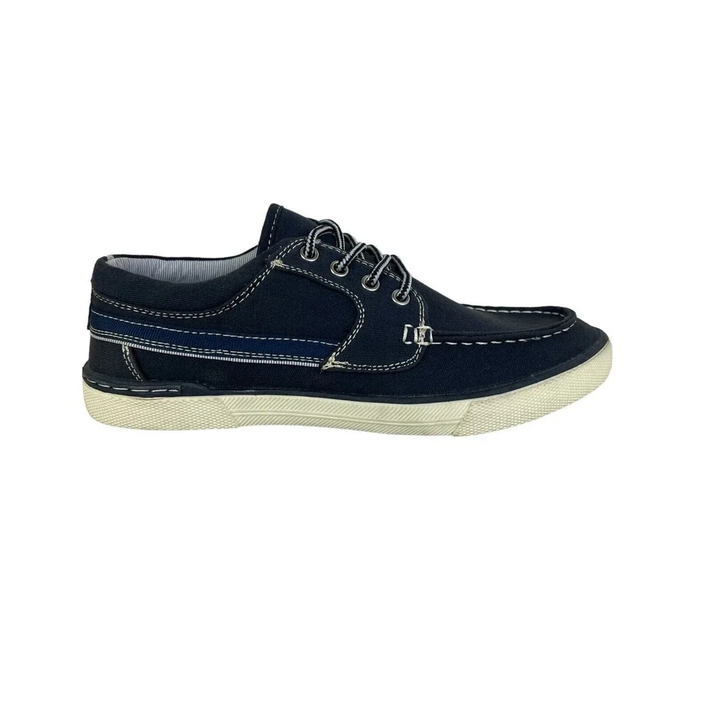 Antonio Zengara Boat Shoes Men's Size 7.5 Moc Toe Slip-ons Oceana Navy Canvas
